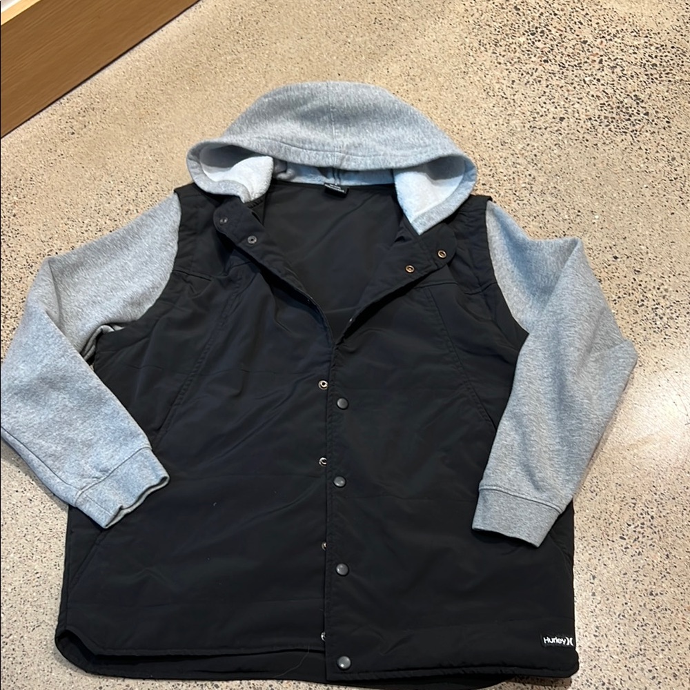 Hurley Black and Gray Puffer Jacket